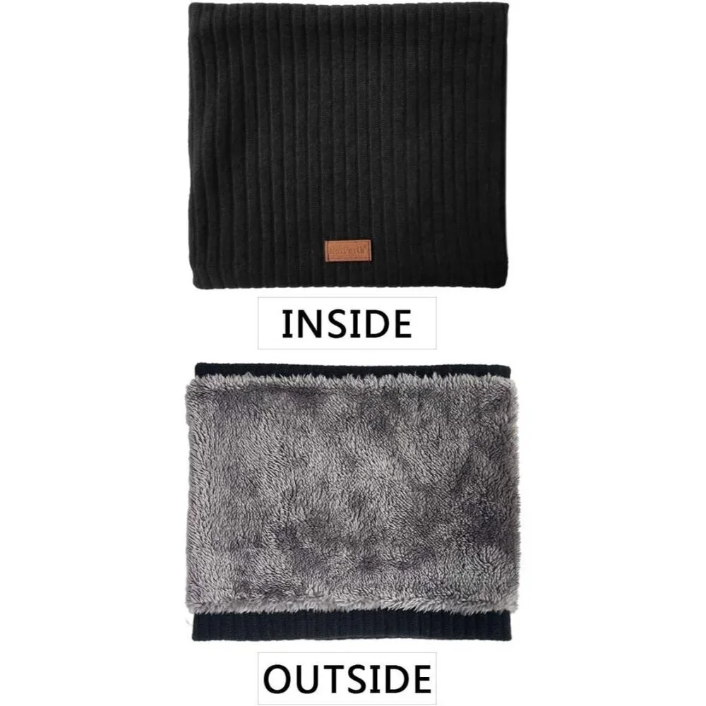 Men's Black 1 Winter Ski Neck Gaiter Face Scarf Fleece Lined Windproof Scarves